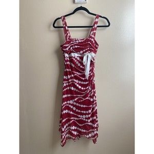 Vintage XOXO 90's Y2K Red Polka Dot Sleeveless Ruffle Knee Length Bow Dress SZ S